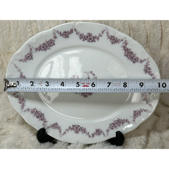 Antique 1890s John Maddock Sons Heumann Oval Platter Pink Color EUC VERY RARE - Picture 14 of 16